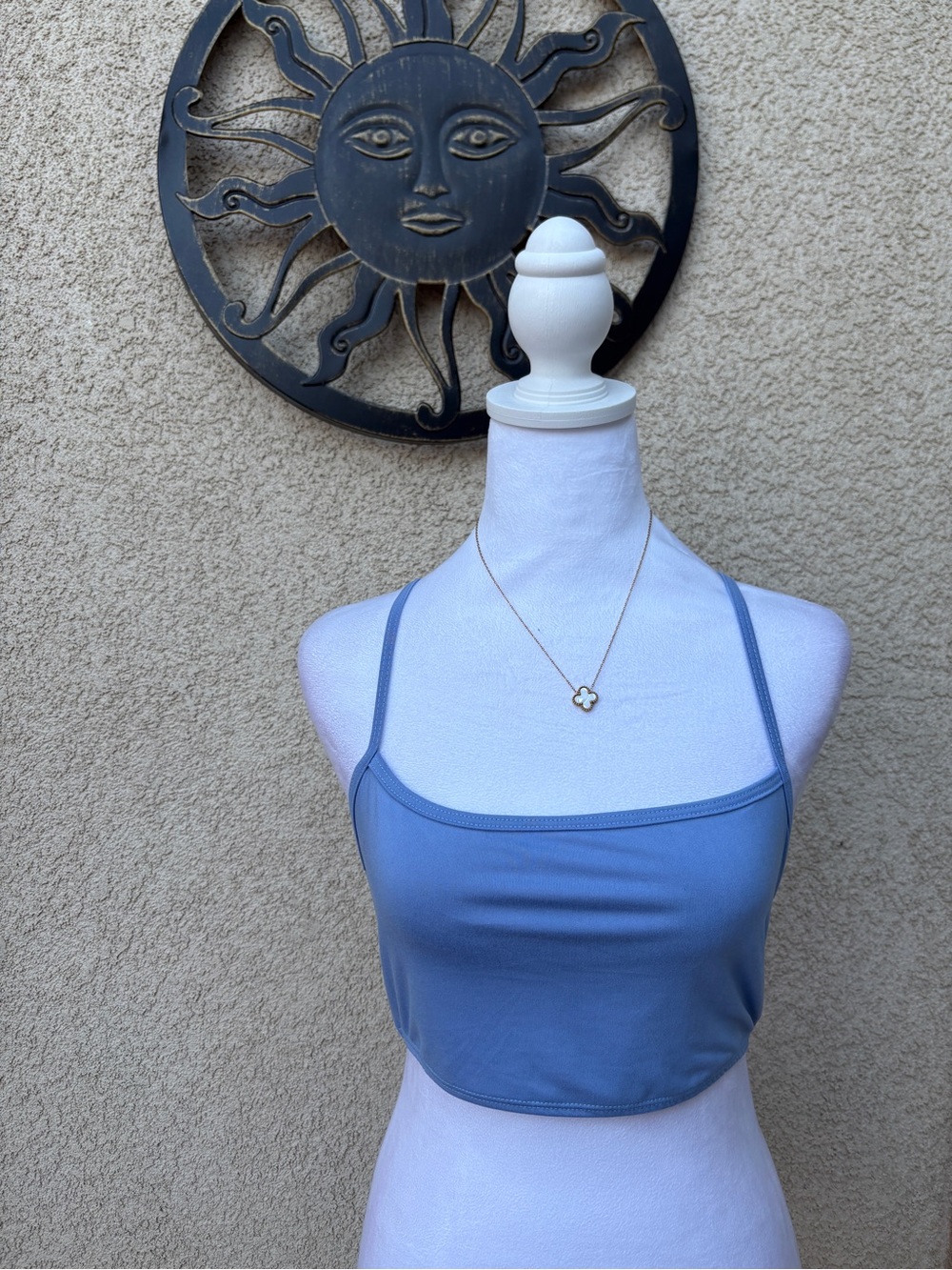 Jova Blue Buttery Soft Unlined Bralette Crop Top Basic Layering